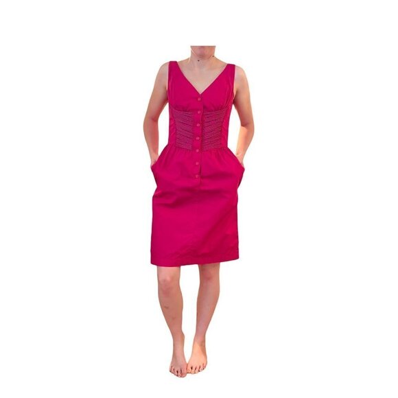 Thierry Muglar Paris France Corset Tank Dress Fuschia Pink Size 38 / SMALL Retro - Picture 7 of 11